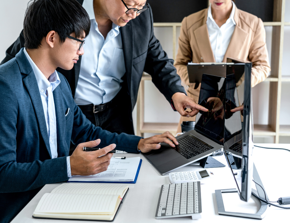 Validation engineering professionals collaborating